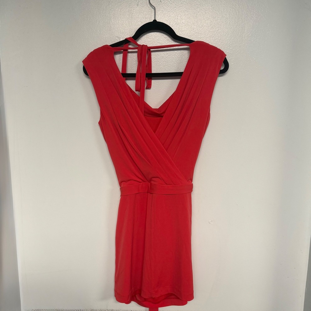 Jessica Simpson Chic Bold Red Draped Cowl Neck Mini Date Dress Sz M Evening Wear